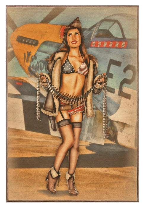 USAF P-54 Mustang Reload Vintage Military Pin-Up Girl Art Rendering - Prints54.com