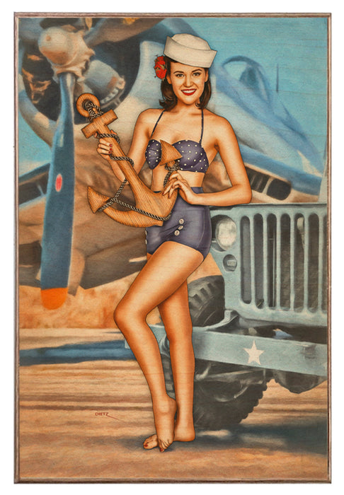 US Navy Naval Anchor Vintage Military Pin-Up Girl Art Rendering - Prints54.com