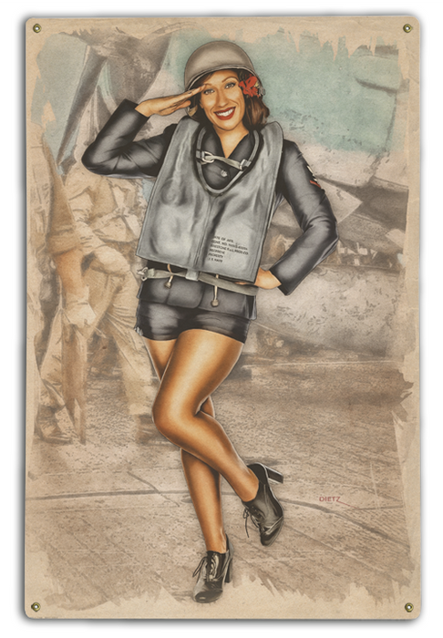 US Navy Naval Watch Vintage Military Pin-Up Girl Art Rendering - Prints54.com