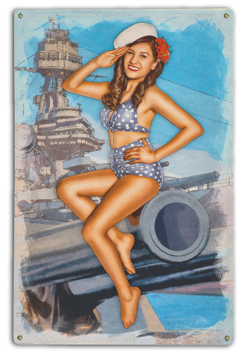 US Navy Natalie Battleship Vintage Military Pin-Up Girl Art Rendering - Prints54.com