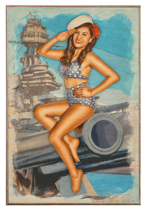 US Navy Natalie Battleship Vintage Military Pin-Up Girl Art Rendering - Prints54.com