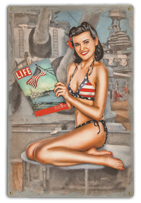 US Navy LIFE Magazine Retro Military Pin-Up Girl Art Rendering - Prints54.com