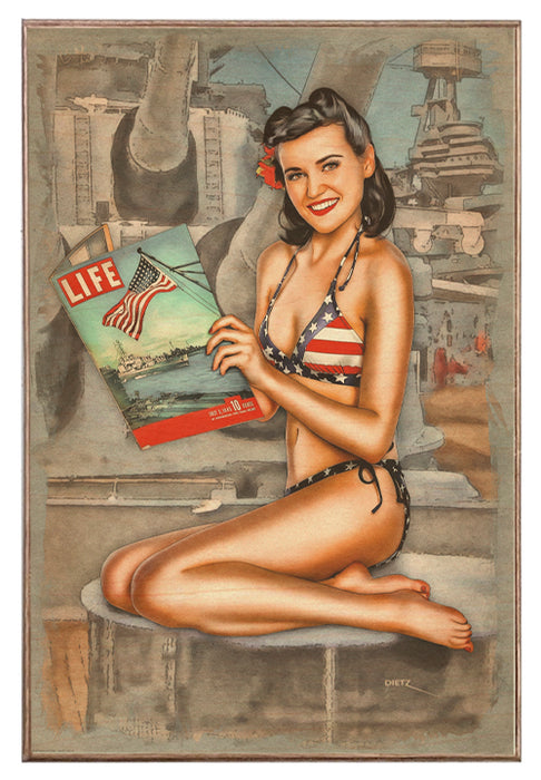 US Navy LIFE Magazine Retro Military Pin-Up Girl Art Rendering - Prints54.com