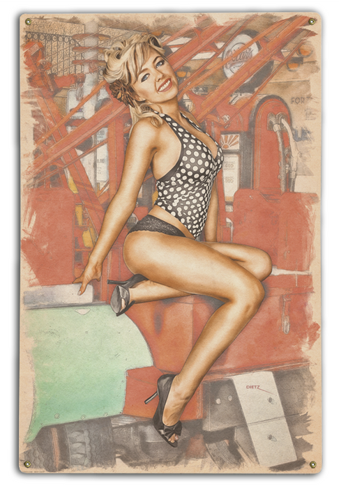 Need a Tow Truck Vintage Pin-Up Girl Art Rendering - Prints54.com