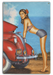 Retro Pin-Up Girl Need a Tow? Car Breakdown Art Rendering - Prints54.com