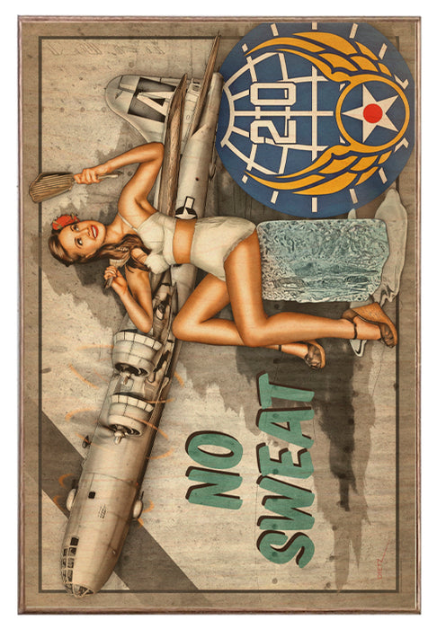 US 20th Air Force No Sweat Bomber Girl Pin-Up Art Art Rendering - Prints54.com