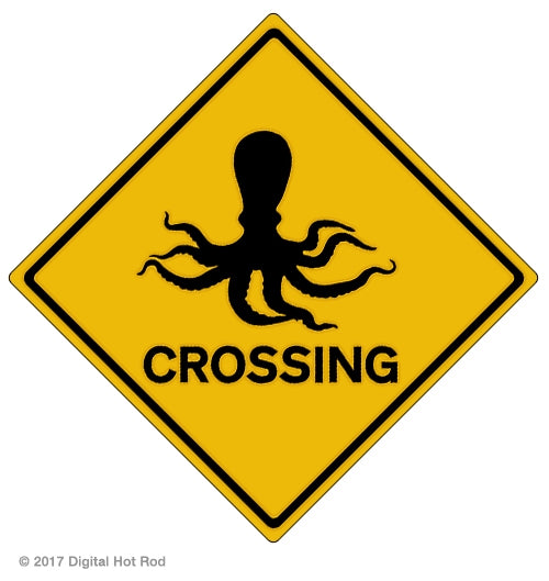 Octopus Crossing Roadside Traffic Art Rendering - Prints54.com