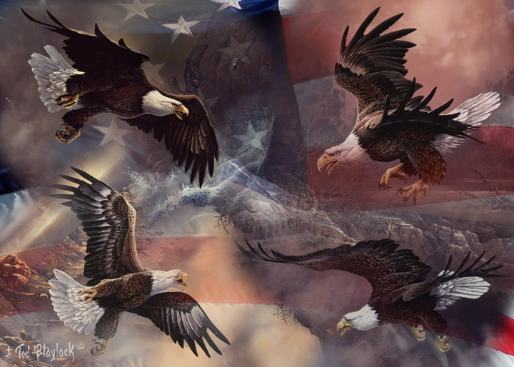 Old Glory USA Flag Patriotic With Eagles Art Rendering - Prints54.com