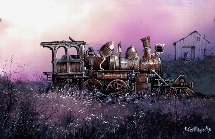 Old Train Locomotive Vintage Art Rendering - Prints54.com