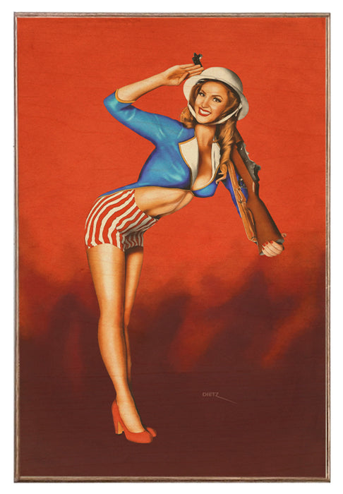 On Watch Patriotic Salute Vintage Pin-Up Girl Art Rendering - Prints54.com