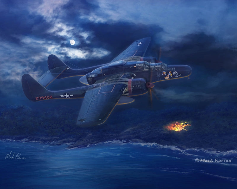 P-61 Black Widow Aircraft War Years Art Rendering - Prints54.com