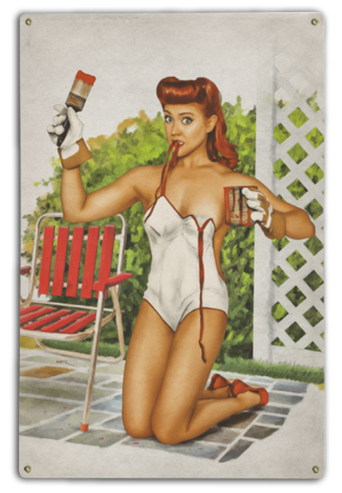 Painting Faux Pas Vintage Pin-Up Girl Art Rendering - Prints54.com