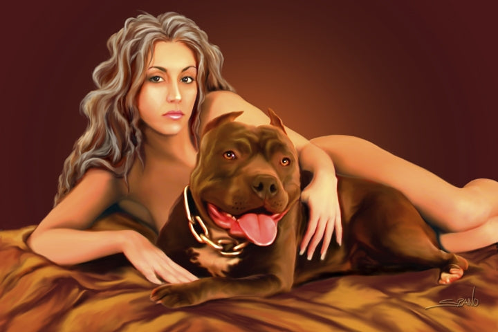 Pitbull Pinup Art Rendering - Prints54.com