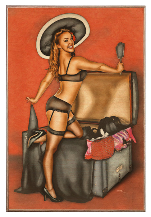 Playing Dress Up Lingerie Vintage Pin-Up Girl Art Rendering - Prints54.com