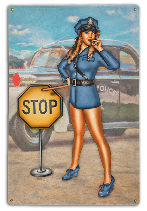 Police Stop Vintage Pin-up Girl Art Rendering - Prints54.com