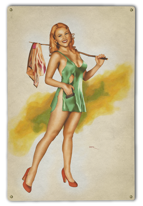 Pretty Hitchhiker Hobo Vintage Pin-Up Girl Art Rendering - Prints54.com