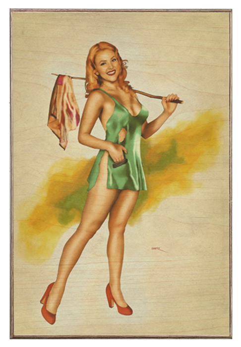 Pretty Hitchhiker Hobo Vintage Pin-Up Girl Art Rendering - Prints54.com