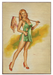 Pretty Hitchhiker Hobo Vintage Pin-Up Girl Art Rendering - Prints54.com