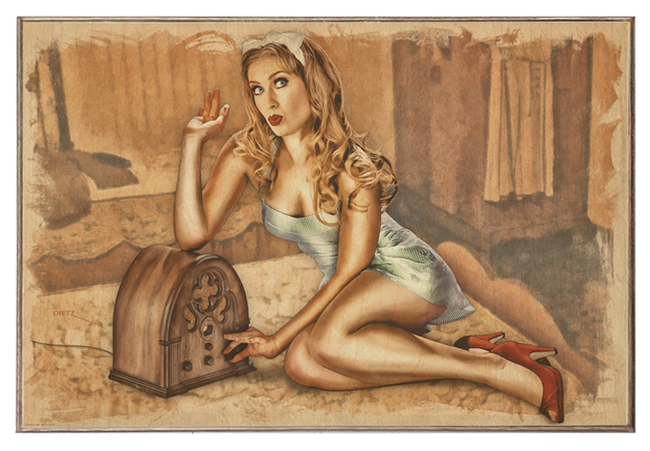 Radio Beauty Vintage Pin-Up Girl Art Rendering - Prints54.com