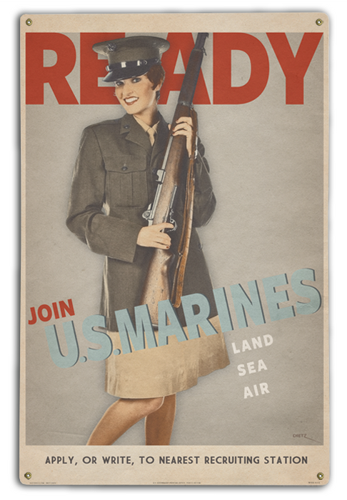 Ready for the Marines Recruiting Vintage Pin-Up Girl Military Art Rendering - Prints54.com