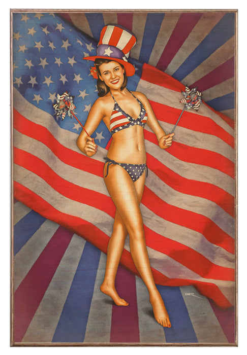 Red White and Blue Forever Patriotic Pin-Up Girl Art Rendering - Prints54.com