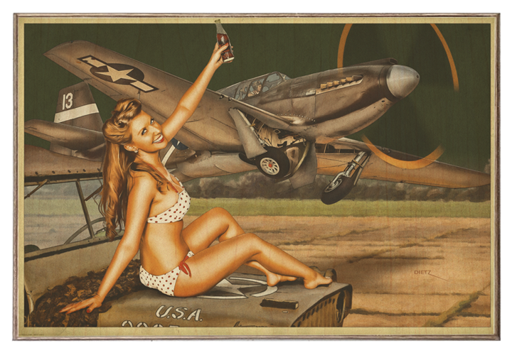 Refreshing Flight P-40 Warhawk Military Pin-Up Girl Vintage Art Rendering - Prints54.com