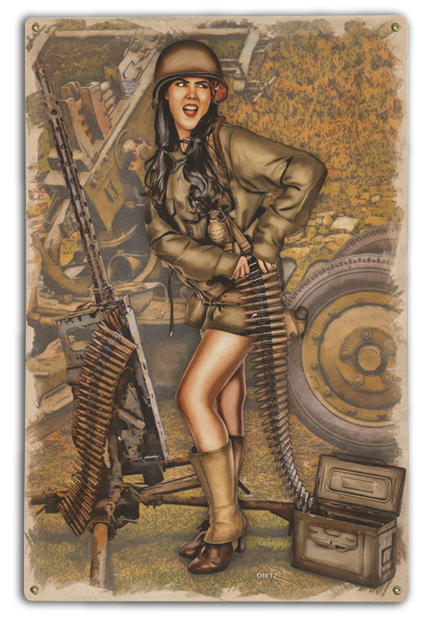 Military Ammo Reload! Vintage WW2 Pin-Up Girl Art Rendering - Prints54.com