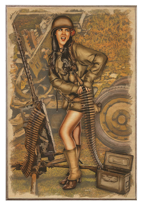 Military Ammo Reload! Vintage WW2 Pin-Up Girl Art Rendering - Prints54.com