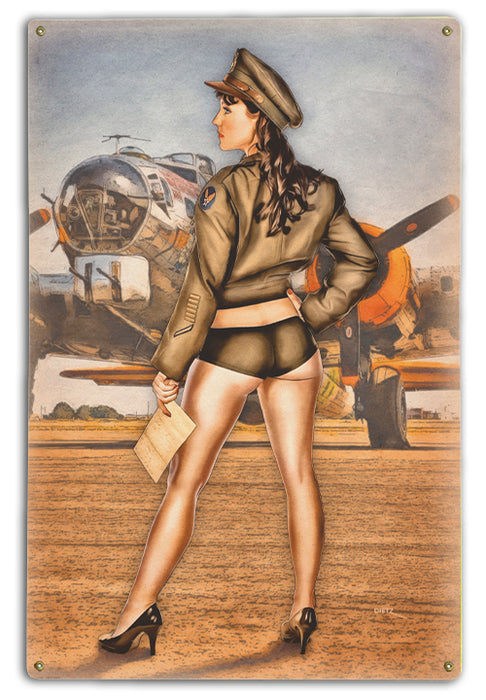 Reporting for Duty WW2 Bomber Pilot Vintage Pin-Up Girl Art Rendering - Prints54.com