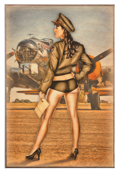 Reporting for Duty WW2 Bomber Pilot Vintage Pin-Up Girl Art Rendering - Prints54.com