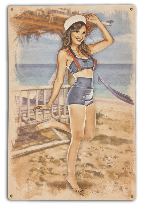 Reporting for Duty 1 Sailor Vintage Pin-Up Girl Art Rendering - Prints54.com