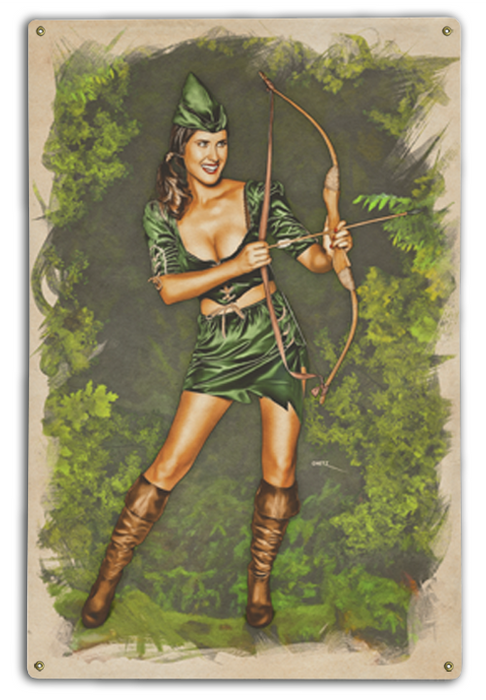 Robin Hood Vintage Pin-Up Girl Art Rendering - Prints54.com