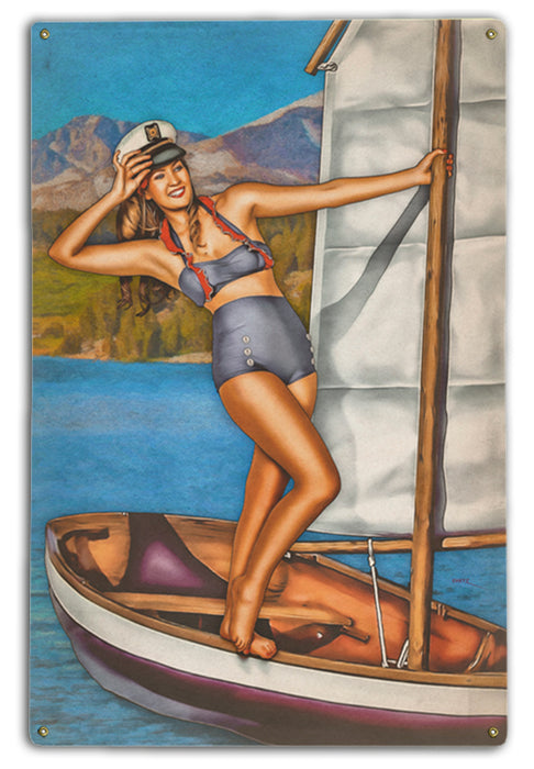 Sailing Sweetie Vintage Pin-Up Girl Art Rendering - Prints54.com