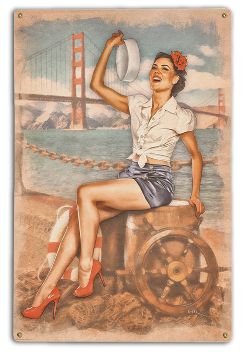 San Francisco Sweetie Vintage Pin-Up Girl Art Rendering - Prints54.com