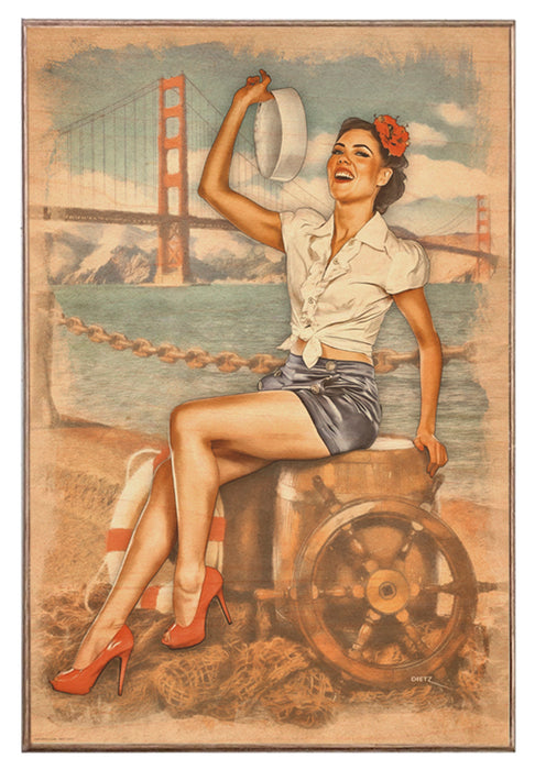 San Francisco Sweetie Vintage Pin-Up Girl Art Rendering - Prints54.com