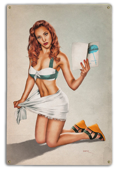 Saraong Serenade Vintage Pin-Up Girl Art Rendering - Prints54.com