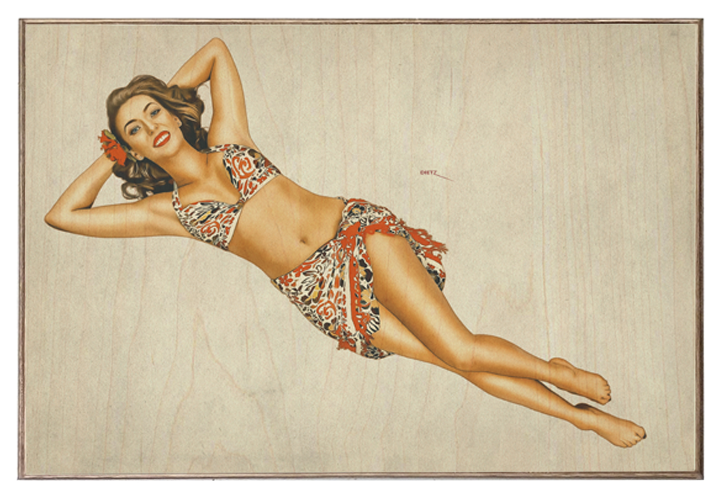 Sarong Sweetie Vintage Pin-Up Girl Art Rendering - Prints54.com