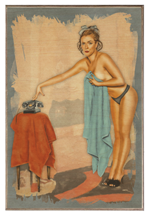 Shower Call Vintage Pin-Up Girl Art Rendering - Prints54.com