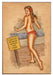 Sizziling Summer Beach Scene Vintage Pin-Up Girl Art Rendering - Prints54.com