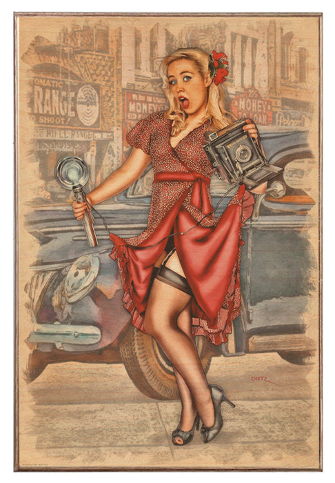 Smile for the Oops! Pin-Up Girl Art Rendering - Prints54.com