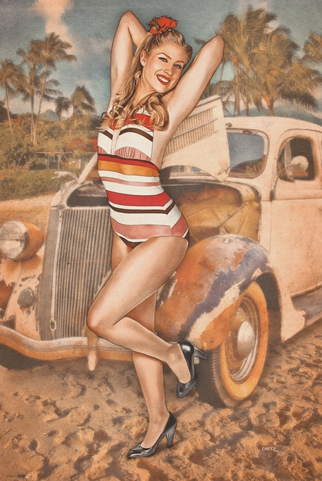 Soaking in the Sun Pin-Up Art Rendering - Prints54.com