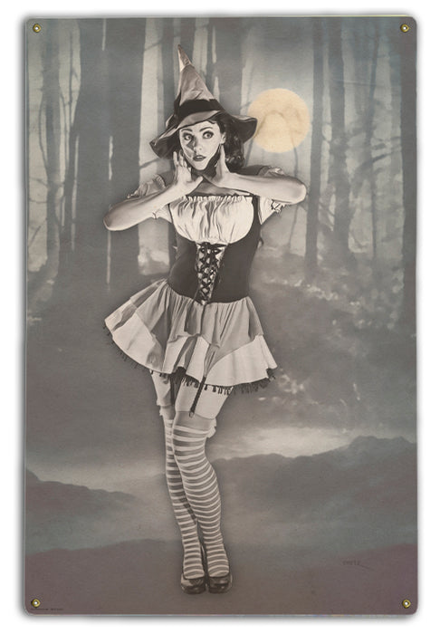 Spooky Forest Vintage Pin-Up Girl Art Rendering - Prints54.com