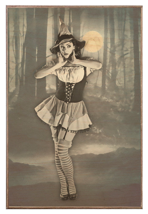 Spooky Forest Vintage Pin-Up Girl Art Rendering - Prints54.com