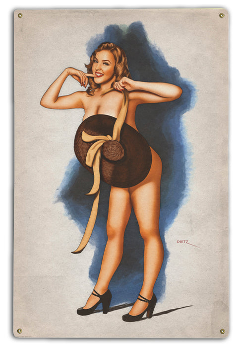 Sunny Day Vintage Pin-Up Girl Art Rendering - Prints54.com