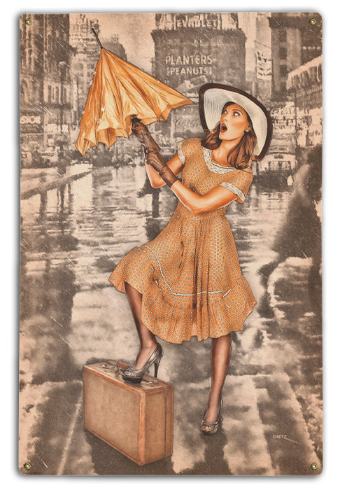 Surprise Storm Vintage Pin-Up Girl Art Rendering - Prints54.com