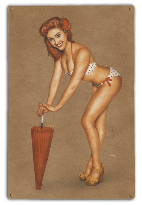 Swimsuit Symmetry Classic Pin-Up Girl Art Rendering - Prints54.com