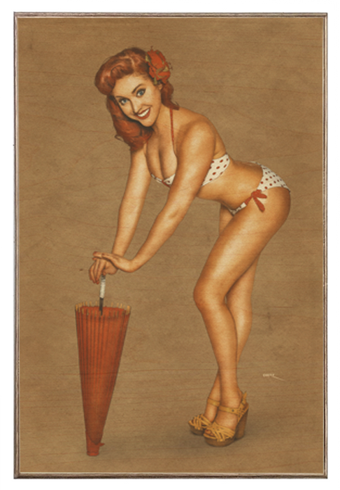 Swimsuit Symmetry Classic Pin-Up Girl Art Rendering - Prints54.com