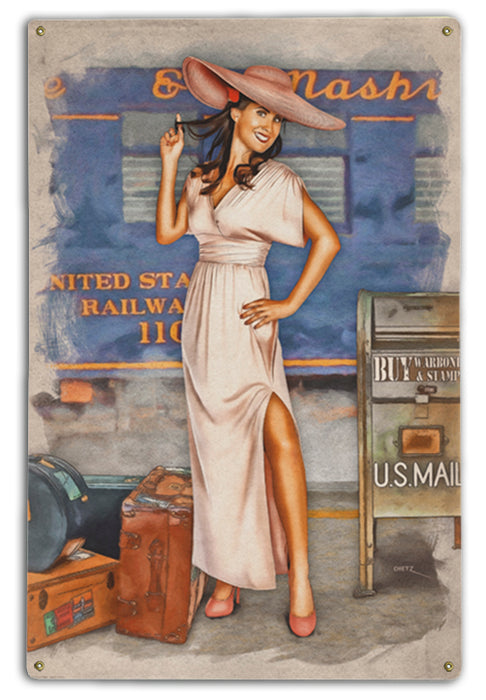 Take the 'A' Train Vintage Pin-Up Girl Art Rendering - Prints54.com