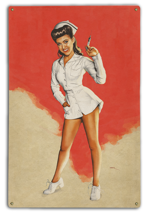 This won't hurt a bit! Nurse Pin-Up Girl Art Rendering - Prints54.com