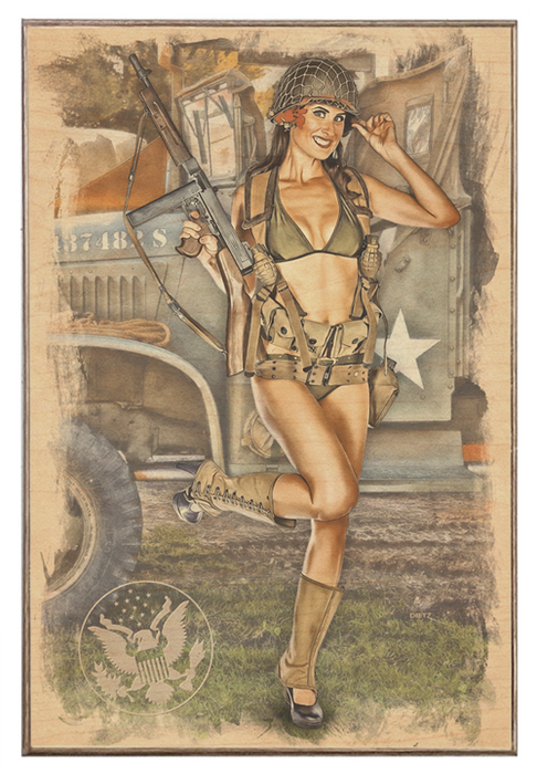 Thompson Machine Gun Delight War Years Vintage Pin-Up Girl Art Rendering - Prints54.com